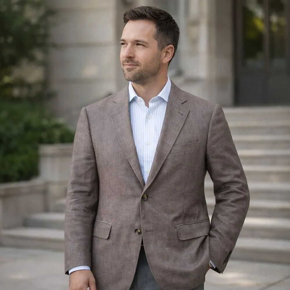 Brooks Brothers Regent Linen Sport Coat 44S Italian Solbiati Fabric